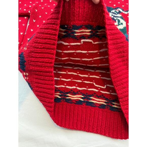 Vintage 1989 Eddie Bauer Goose Christmas Sweater Womens M Red Knit Holiday - Picture 6 of 8